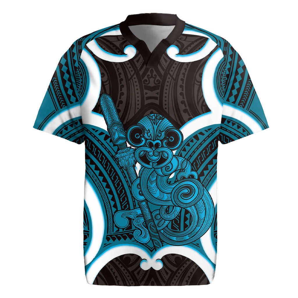 Kikorangi Aotearoa Atua Tumatauenga Personalised Rugby Jersey Maori God Of War Tiki With Taiaha