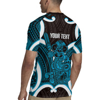Kikorangi Aotearoa Atua Tumatauenga Personalised Rugby Jersey Maori God Of War Tiki With Taiaha