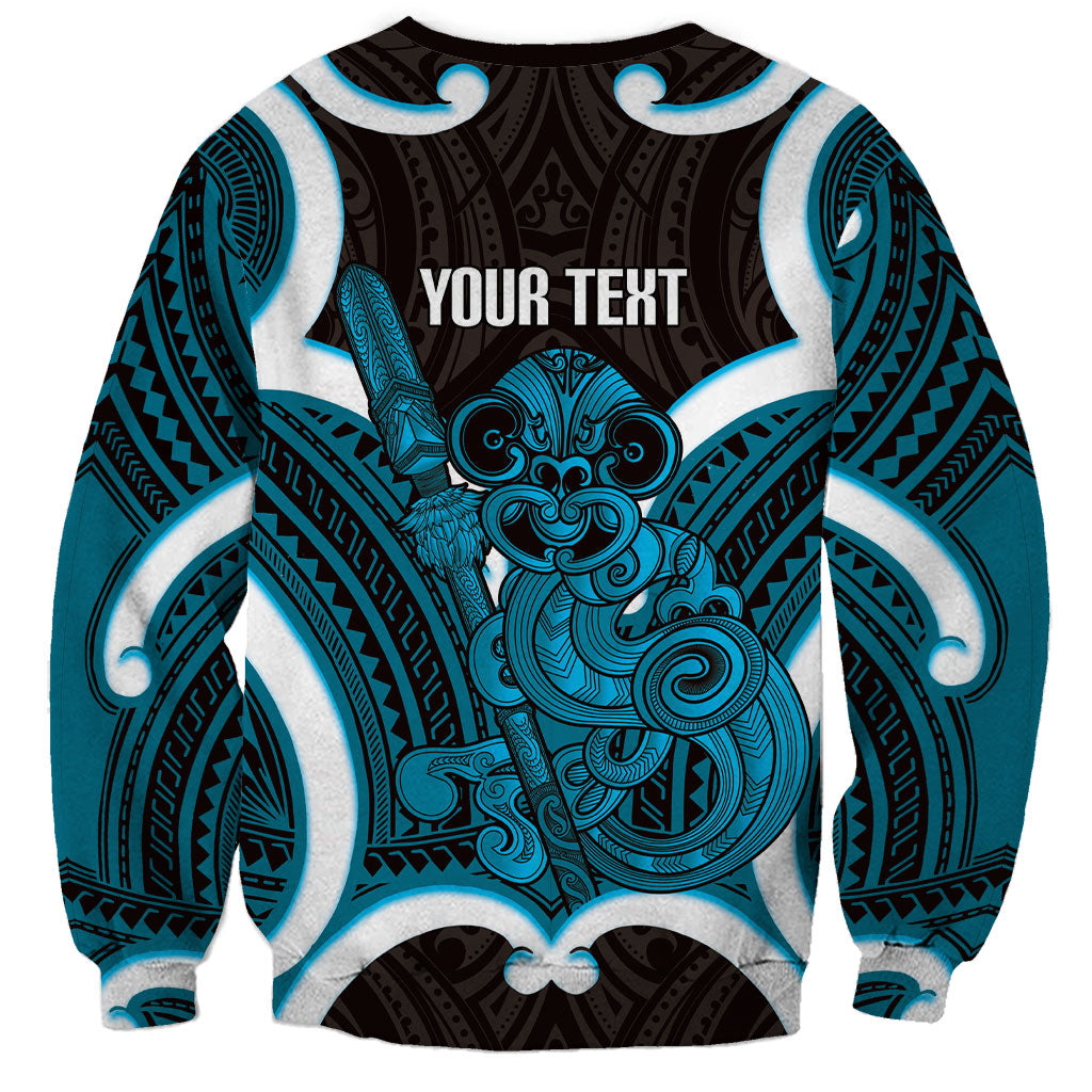 Kikorangi Aotearoa Atua Tumatauenga Personalised Sweatshirt Maori God Of War Tiki With Taiaha LT14 - Polynesian Pride