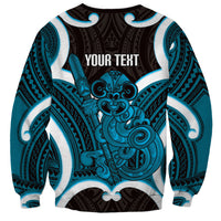 Kikorangi Aotearoa Atua Tumatauenga Personalised Sweatshirt Maori God Of War Tiki With Taiaha LT14 - Polynesian Pride
