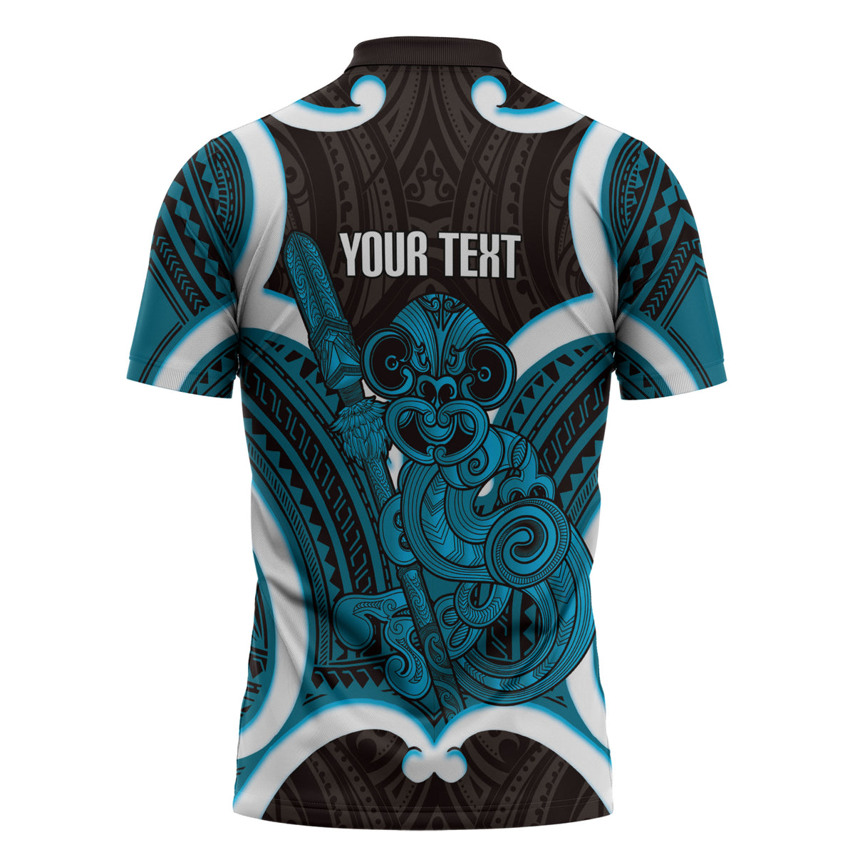 Kikorangi Aotearoa Atua Tumatauenga Personalised Zipper Polo Shirt Maori God Of War Tiki With Taiaha LT14 - Polynesian Pride
