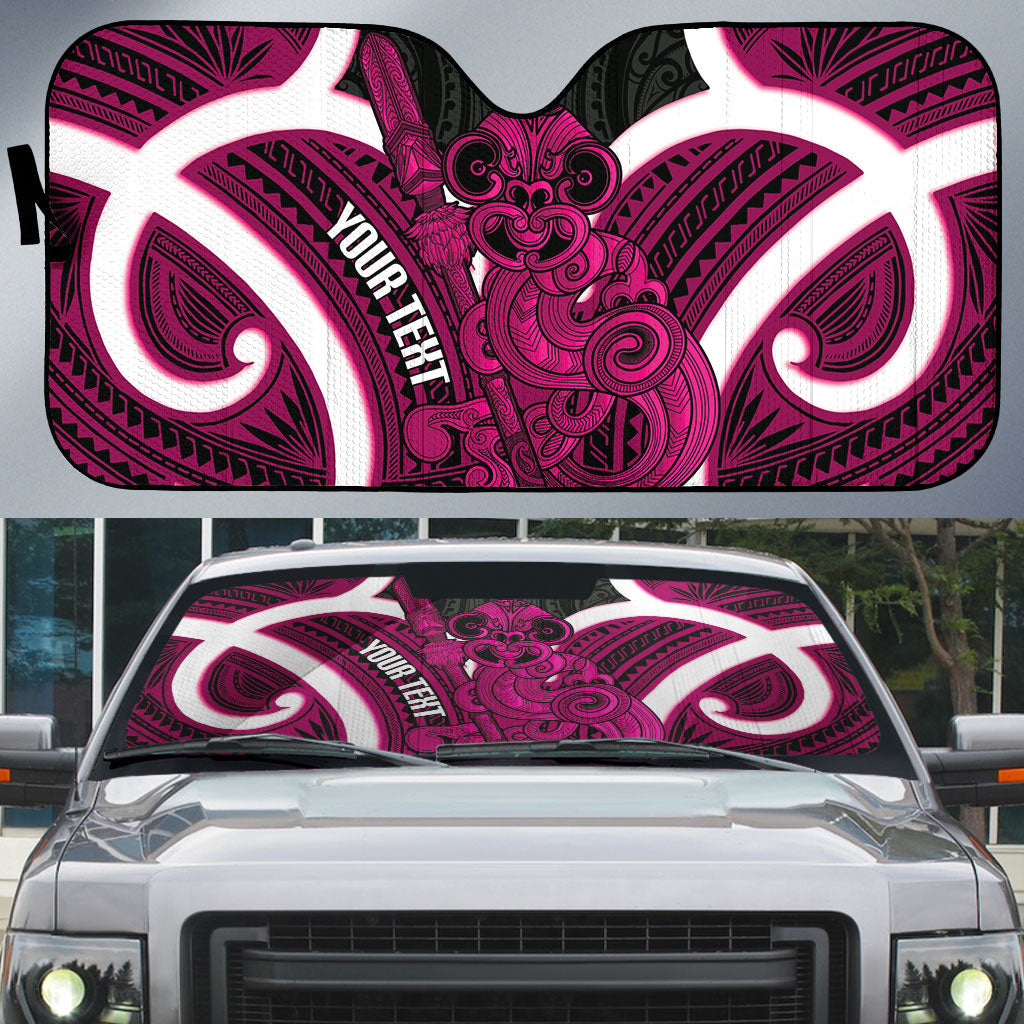 Mawhero Aotearoa Atua Tumatauenga Personalised Auto Sun Shade Maori God Of War Tiki With Taiaha