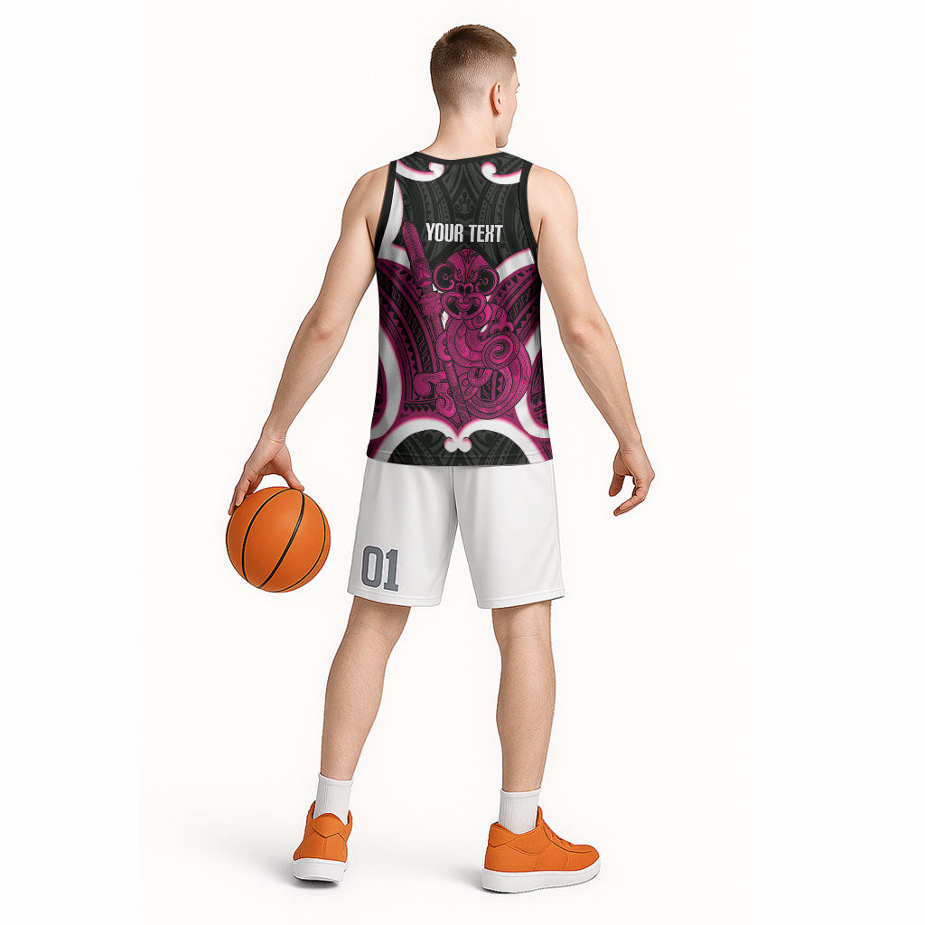 Mawhero Aotearoa Atua Tumatauenga Personalised Basketball Jersey Maori God Of War Tiki With Taiaha