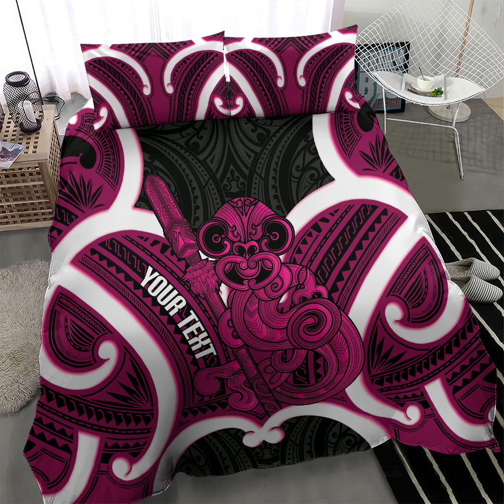 Mawhero Aotearoa Atua Tumatauenga Personalised Bedding Set Maori God Of War Tiki With Taiaha LT14 - Polynesian Pride