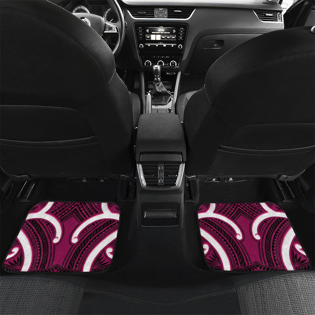 Mawhero Aotearoa Atua Tumatauenga Personalised Car Mats Maori God Of War Tiki With Taiaha LT14 Set 2pcs - Back Pink - Polynesian Pride