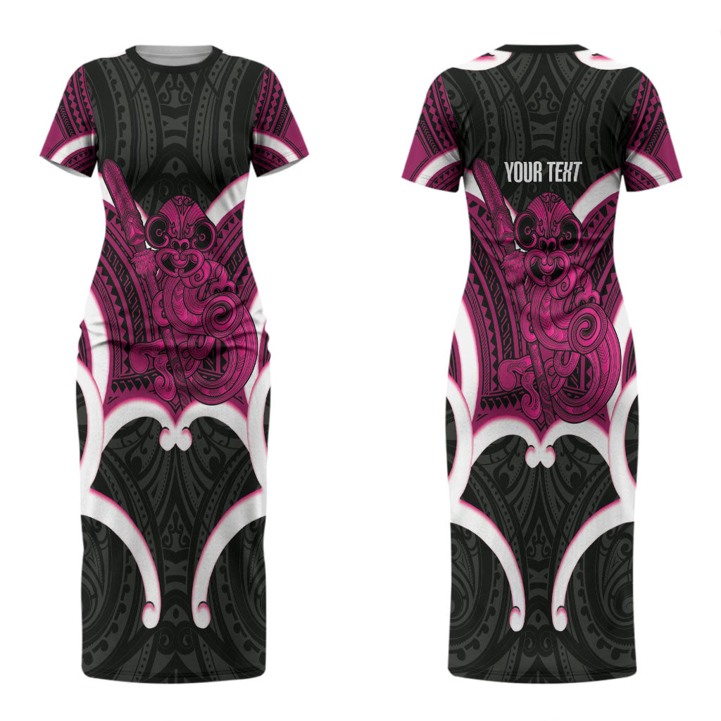 Mawhero Aotearoa Atua Tumatauenga Personalised Couples Matching Short Sleeve Bodycon Dress and Hawaiian Shirt Maori God Of War Tiki With Taiaha LT14 - Polynesian Pride