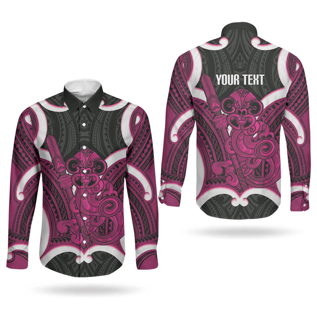 Mawhero Aotearoa Atua Tumatauenga Personalised Couples Matching Short Sleeve Bodycon Dress and Long Sleeve Button Shirt Maori God Of War Tiki With Taiaha