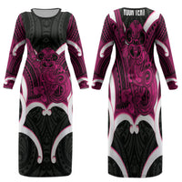 Mawhero Aotearoa Atua Tumatauenga Personalised Family Matching Long Sleeve Bodycon Dress and Hawaiian Shirt Maori God Of War Tiki With Taiaha