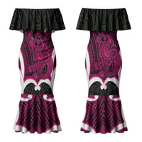 Mawhero Aotearoa Atua Tumatauenga Personalised Family Matching Mermaid Dress and Hawaiian Shirt Maori God Of War Tiki With Taiaha