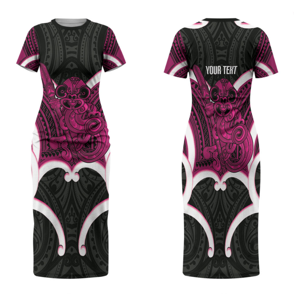 Mawhero Aotearoa Atua Tumatauenga Personalised Family Matching Short Sleeve Bodycon Dress and Hawaiian Shirt Maori God Of War Tiki With Taiaha