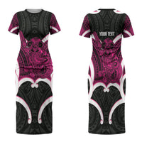 Mawhero Aotearoa Atua Tumatauenga Personalised Family Matching Short Sleeve Bodycon Dress and Hawaiian Shirt Maori God Of War Tiki With Taiaha