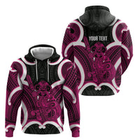 Mawhero Aotearoa Atua Tumatauenga Personalised Hoodie Maori God Of War Tiki With Taiaha LT14 - Polynesian Pride