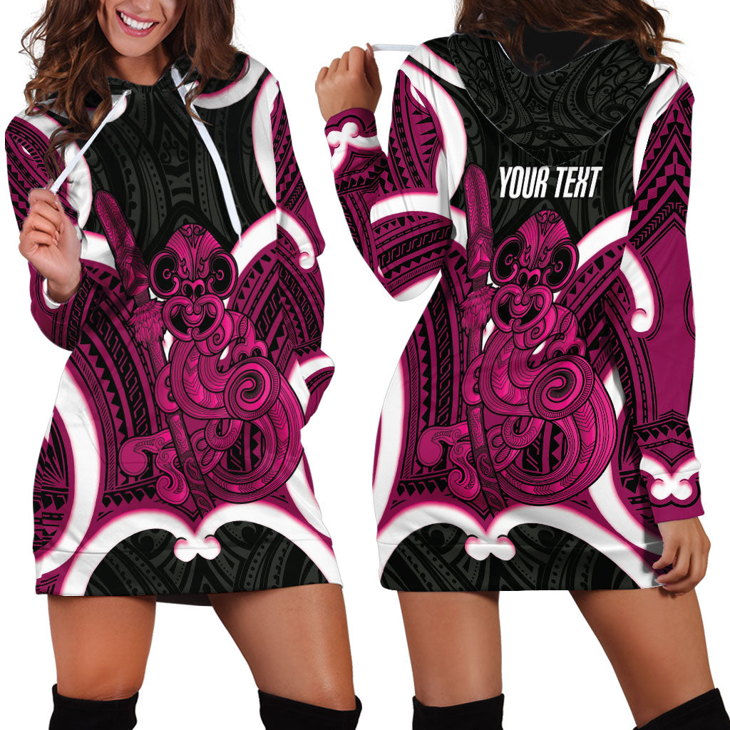 Mawhero Aotearoa Atua Tumatauenga Personalised Hoodie Dress Maori God Of War Tiki With Taiaha