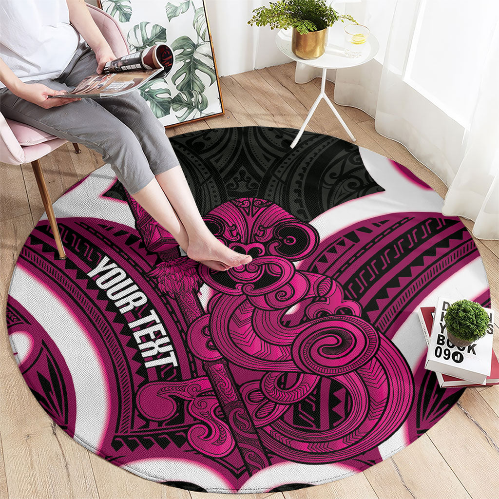 Mawhero Aotearoa Atua Tumatauenga Personalised Round Carpet Maori God Of War Tiki With Taiaha