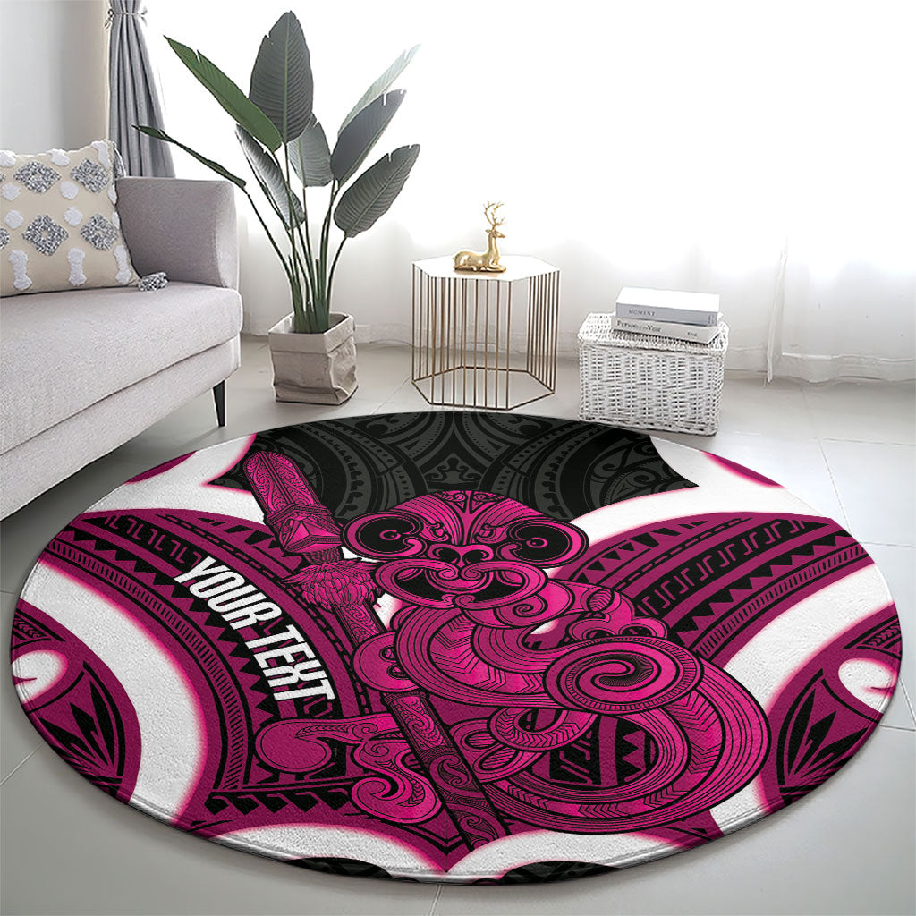 Mawhero Aotearoa Atua Tumatauenga Personalised Round Carpet Maori God Of War Tiki With Taiaha