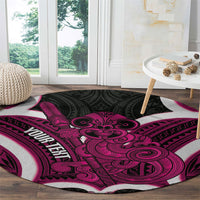 Mawhero Aotearoa Atua Tumatauenga Personalised Round Carpet Maori God Of War Tiki With Taiaha