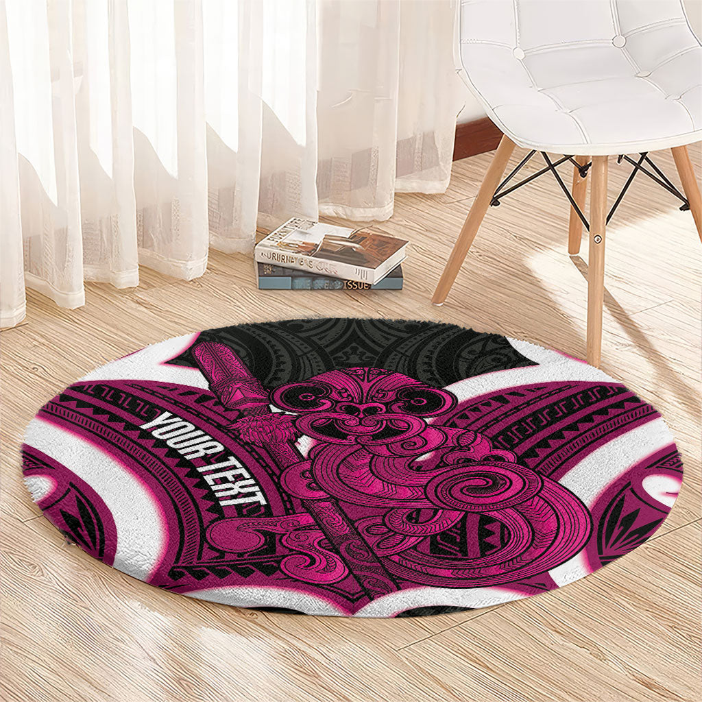 Mawhero Aotearoa Atua Tumatauenga Personalised Round Carpet Maori God Of War Tiki With Taiaha