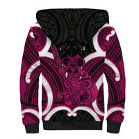 Mawhero Aotearoa Atua Tumatauenga Personalised Sherpa Hoodie Maori God Of War Tiki With Taiaha LT14 - Polynesian Pride