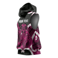 Mawhero Aotearoa Atua Tumatauenga Personalised Sleeveless Hoodie Maori God Of War Tiki With Taiaha LT14 - Polynesian Pride