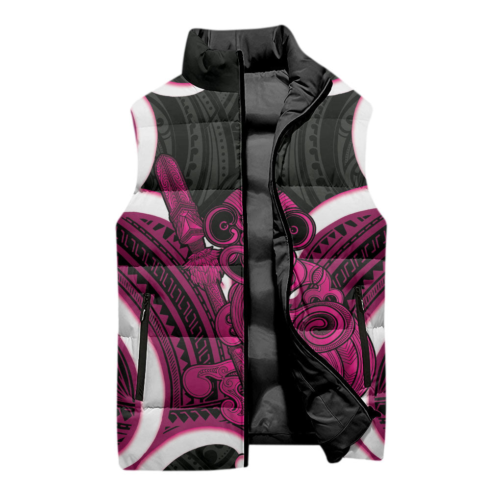 Mawhero Aotearoa Atua Tumatauenga Personalised Sleeveless Puffer Jacket Maori God Of War Tiki With Taiaha