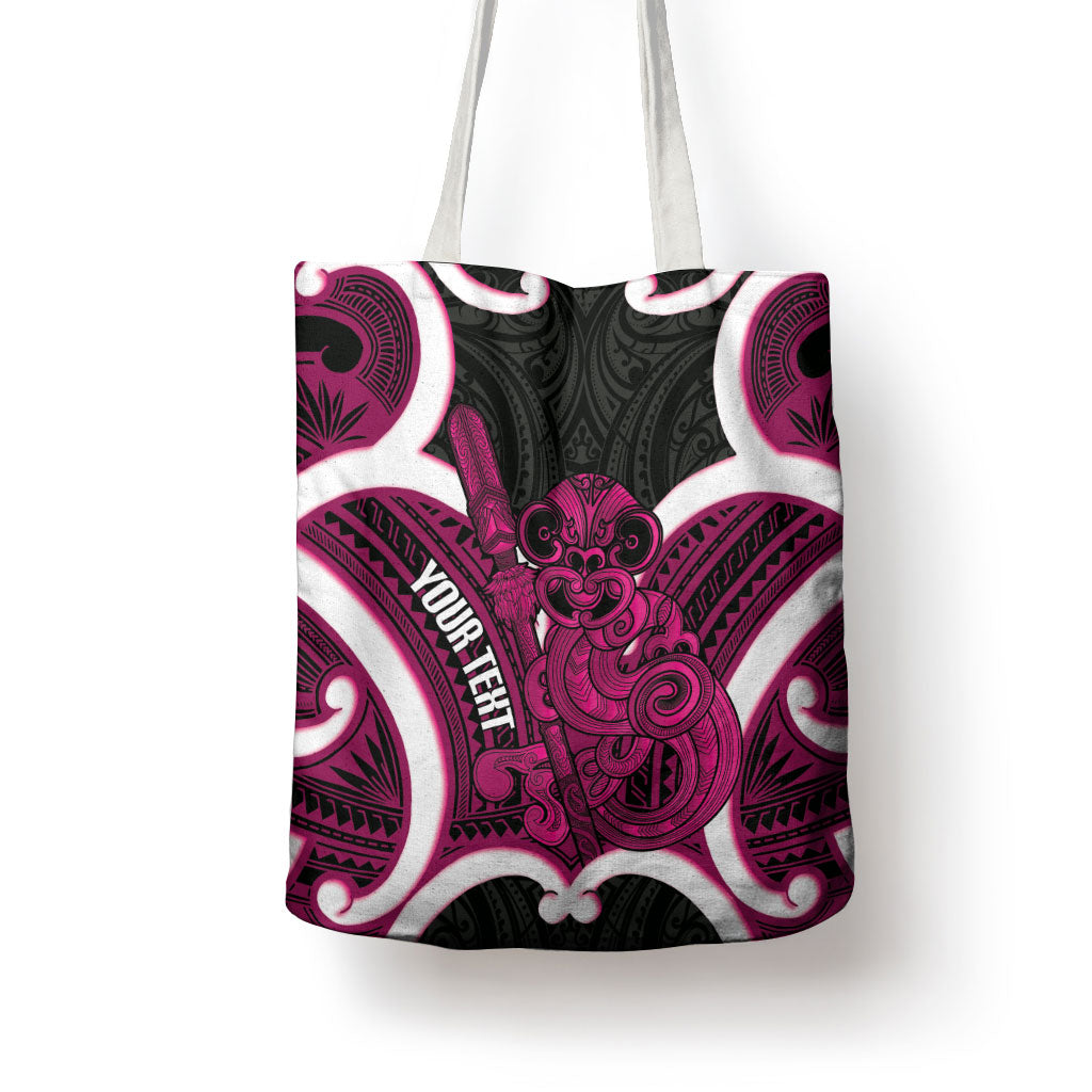 Mawhero Aotearoa Atua Tumatauenga Personalised Tote Bag Maori God Of War Tiki With Taiaha LT14 - Polynesian Pride