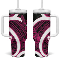 Mawhero Aotearoa Atua Tumatauenga Tumbler With Handle Maori God Of War Tiki With Taiaha LT14 One Size: 40 oz Pink - Polynesian Pride