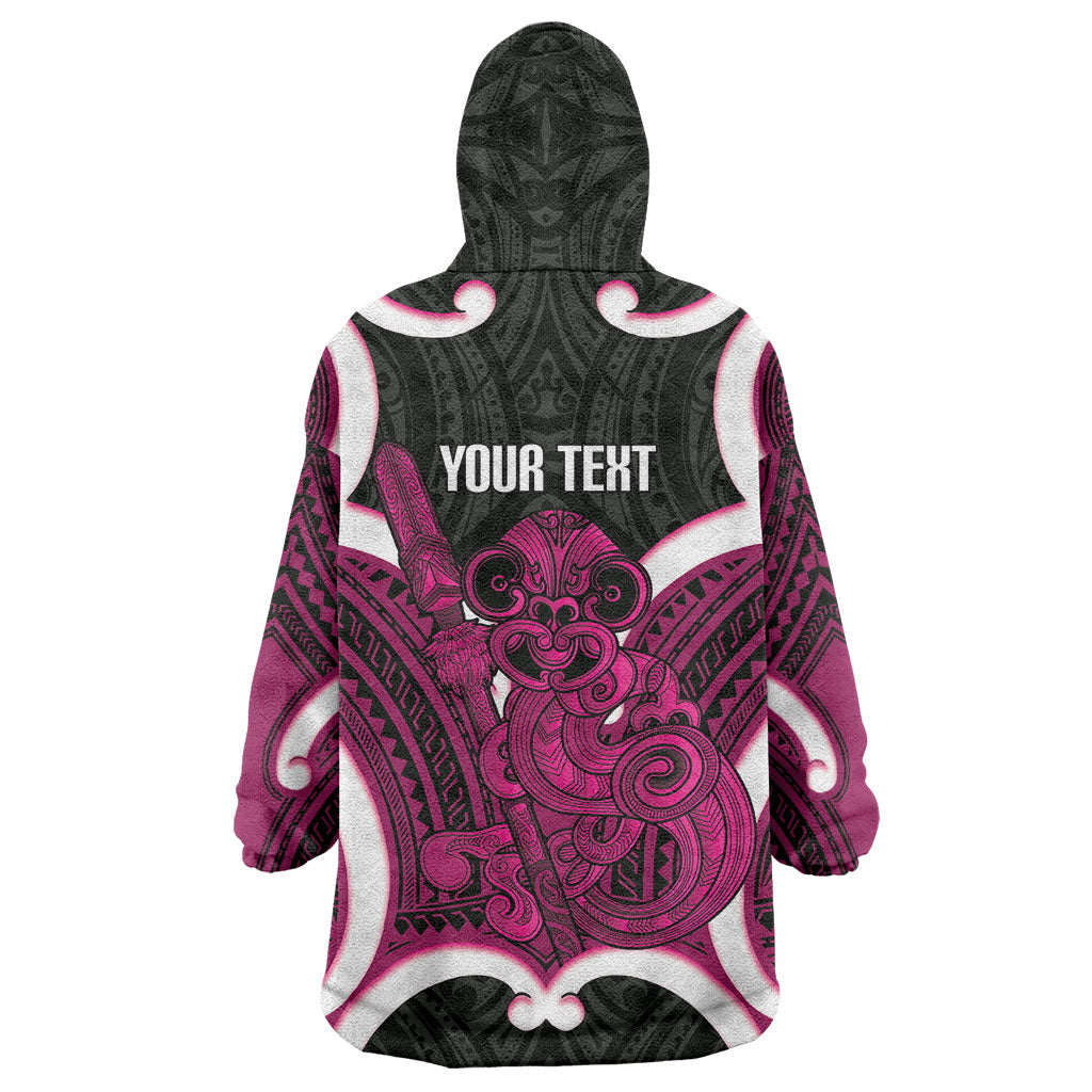 Mawhero Aotearoa Atua Tumatauenga Personalised Wearable Blanket Hoodie Maori God Of War Tiki With Taiaha LT14 - Polynesian Pride