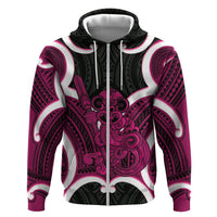 Mawhero Aotearoa Atua Tumatauenga Personalised Zip Hoodie Maori God Of War Tiki With Taiaha