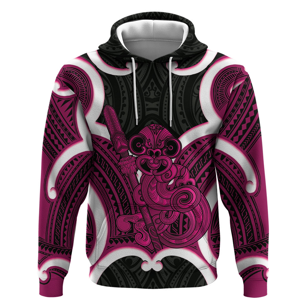 Mawhero Aotearoa Atua Tumatauenga Personalised Zip Hoodie Maori God Of War Tiki With Taiaha