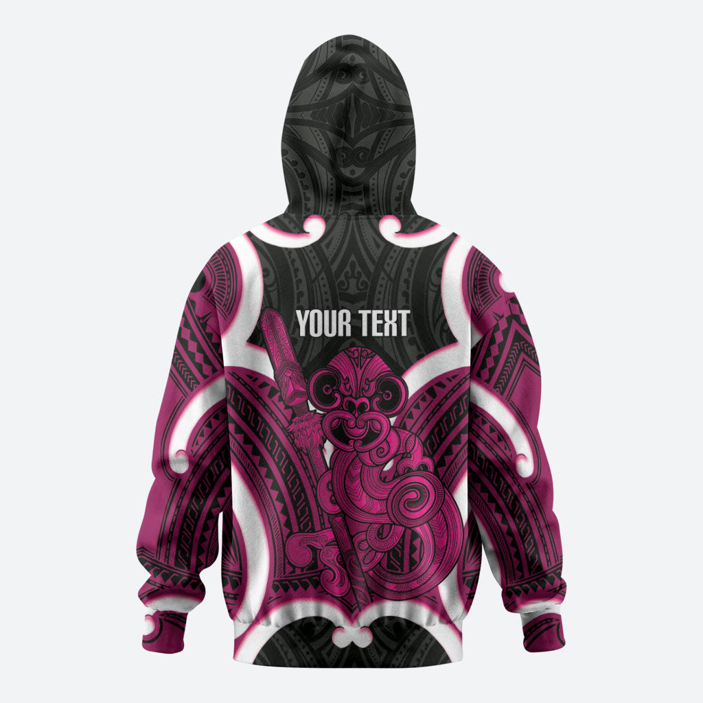 Mawhero Aotearoa Atua Tumatauenga Personalised Zip Hoodie Maori God Of War Tiki With Taiaha