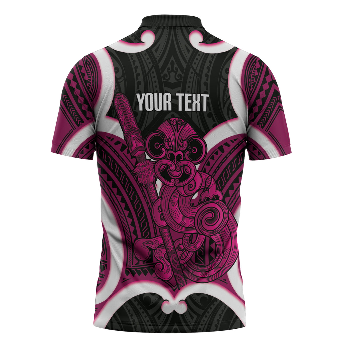 Mawhero Aotearoa Atua Tumatauenga Personalised Zipper Polo Shirt Maori God Of War Tiki With Taiaha LT14 - Polynesian Pride