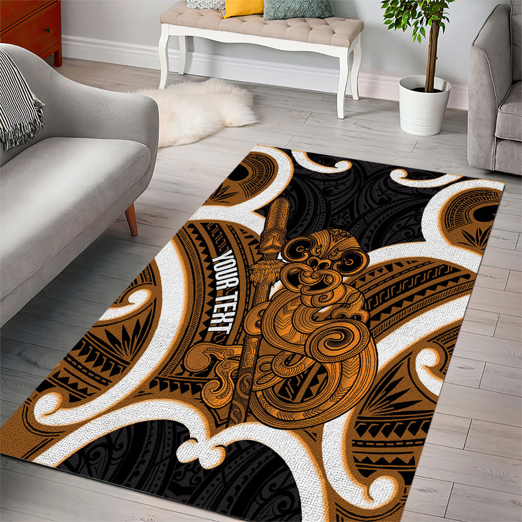 Karaka Aotearoa Atua Tumatauenga Personalised Area Rug Maori God Of War Tiki With Taiaha LT14 - Polynesian Pride
