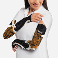 Karaka Aotearoa Atua Tumatauenga Personalised Arm Sleeves Maori God Of War Tiki With Taiaha LT14 - Polynesian Pride