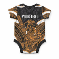 Karaka Aotearoa Atua Tumatauenga Personalised Baby Onesie Maori God Of War Tiki With Taiaha