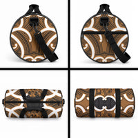 Karaka Aotearoa Atua Tumatauenga Personalised Duffle Bag Maori God Of War Tiki With Taiaha