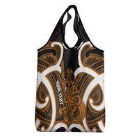 Karaka Aotearoa Atua Tumatauenga Personalised Grocery Bag Maori God Of War Tiki With Taiaha LT14 - Polynesian Pride