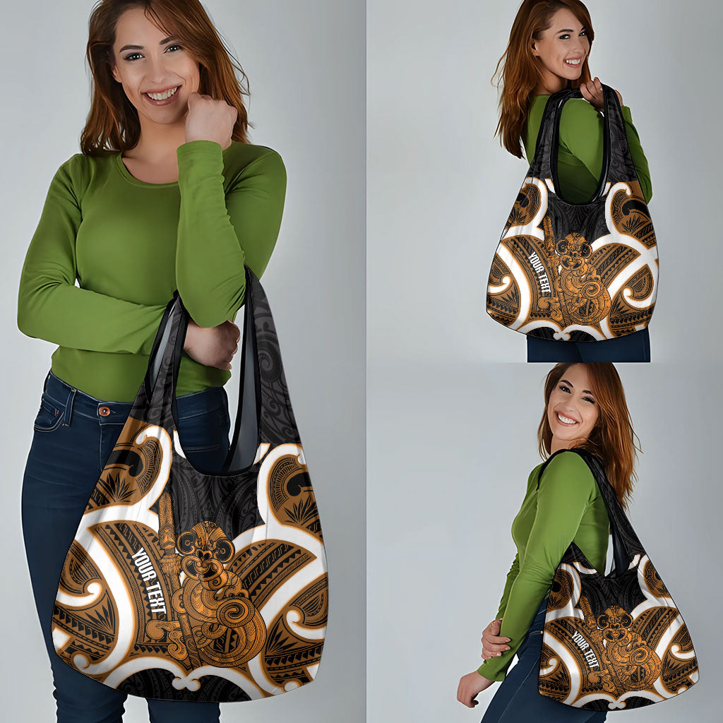 Karaka Aotearoa Atua Tumatauenga Personalised Grocery Bag Maori God Of War Tiki With Taiaha LT14 - Polynesian Pride