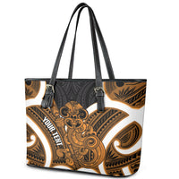 Karaka Aotearoa Atua Tumatauenga Personalised Leather Tote Bag Maori God Of War Tiki With Taiaha