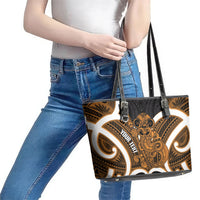Karaka Aotearoa Atua Tumatauenga Personalised Leather Tote Bag Maori God Of War Tiki With Taiaha