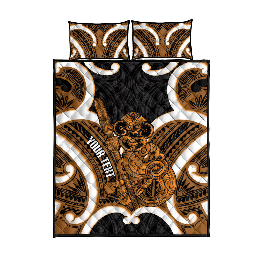 Karaka Aotearoa Atua Tumatauenga Personalised Quilt Bed Set Maori God Of War Tiki With Taiaha LT14 - Polynesian Pride