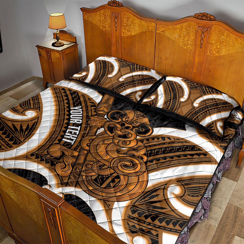 Karaka Aotearoa Atua Tumatauenga Personalised Quilt Bed Set Maori God Of War Tiki With Taiaha LT14 - Polynesian Pride