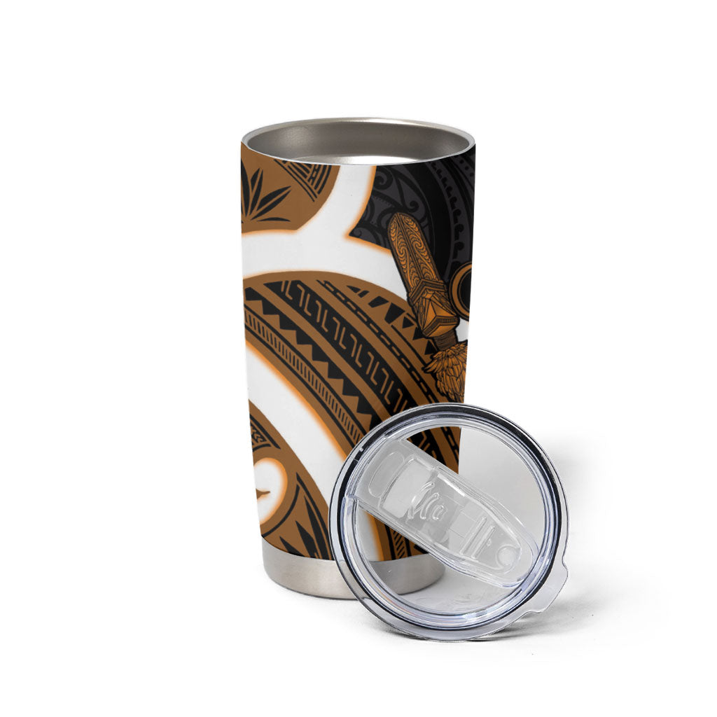 Karaka Aotearoa Atua Tumatauenga Tumbler Cup Maori God Of War Tiki With Taiaha LT14 - Polynesian Pride
