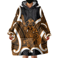 Karaka Aotearoa Atua Tumatauenga Personalised Wearable Blanket Hoodie Maori God Of War Tiki With Taiaha LT14 - Polynesian Pride