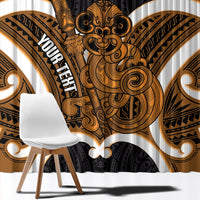 Karaka Aotearoa Atua Tumatauenga Personalised Window Curtain Maori God Of War Tiki With Taiaha LT14 - Polynesian Pride