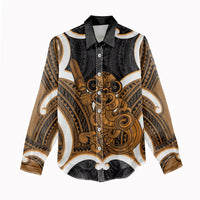 Karaka Aotearoa Atua Tumatauenga Personalised Women Casual Shirt Maori God Of War Tiki With Taiaha