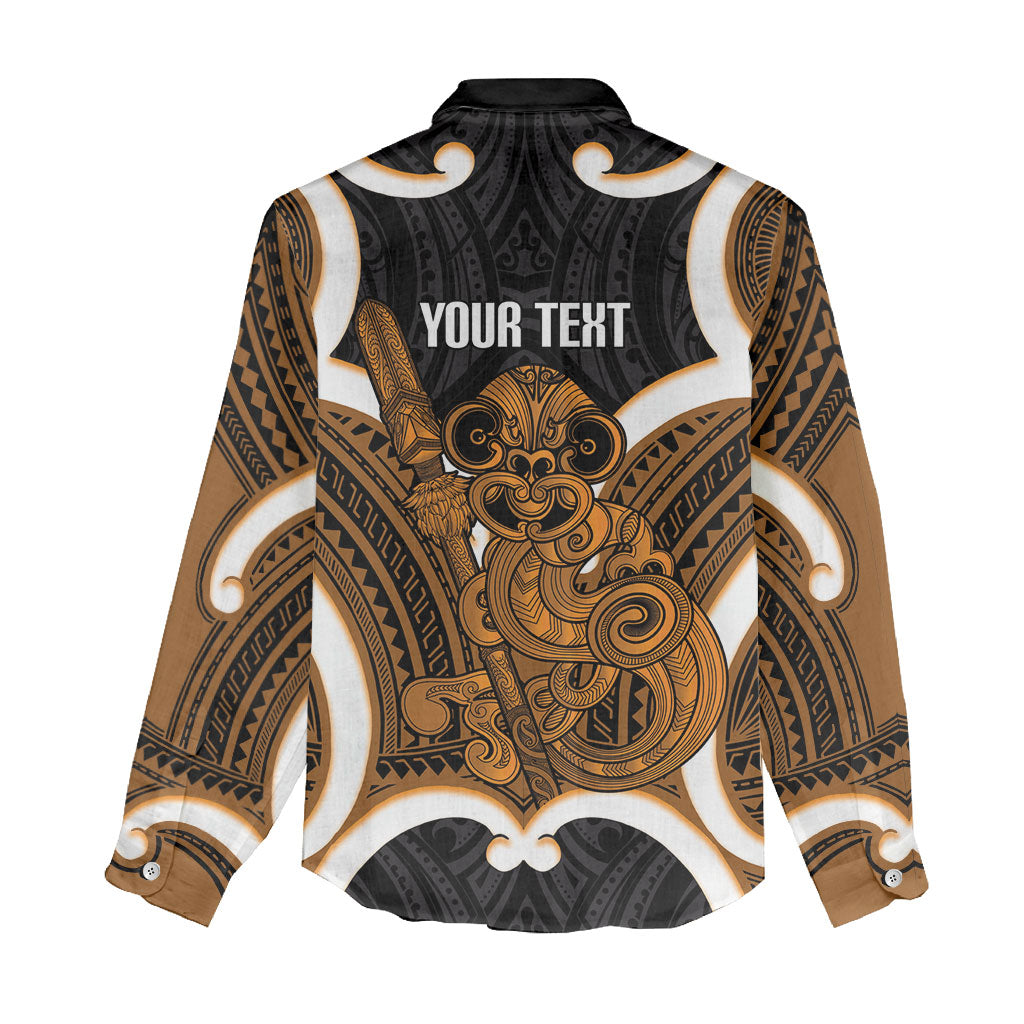 Karaka Aotearoa Atua Tumatauenga Personalised Women Casual Shirt Maori God Of War Tiki With Taiaha