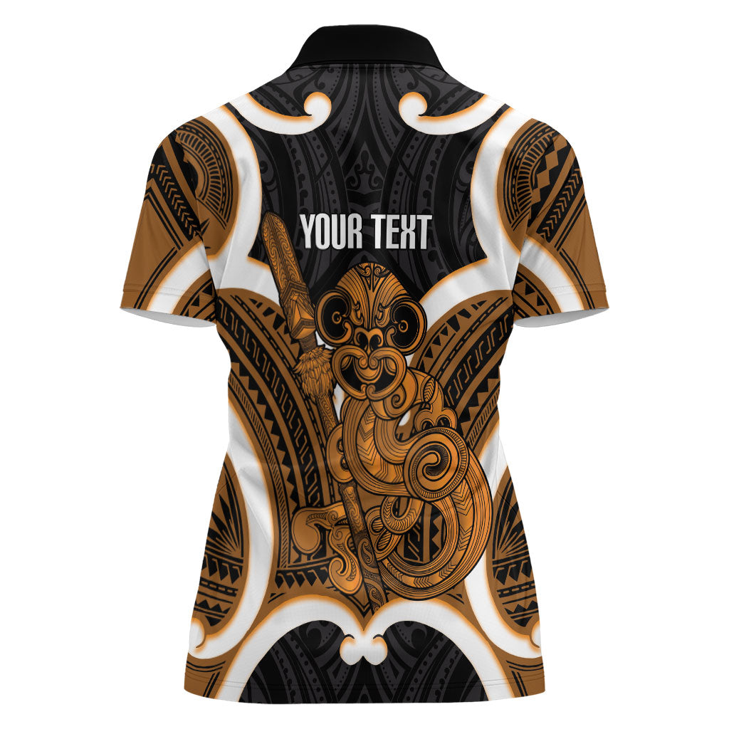 Karaka Aotearoa Atua Tumatauenga Personalised Women Polo Shirt Maori God Of War Tiki With Taiaha LT14 - Polynesian Pride