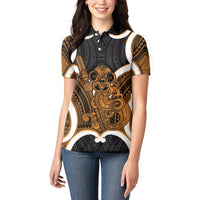 Karaka Aotearoa Atua Tumatauenga Personalised Women Polo Shirt Maori God Of War Tiki With Taiaha LT14 - Polynesian Pride