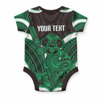 Kakariki Aotearoa Atua Tumatauenga Personalised Baby Onesie Maori God Of War Tiki With Taiaha