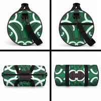 Kakariki Aotearoa Atua Tumatauenga Personalised Duffle Bag Maori God Of War Tiki With Taiaha